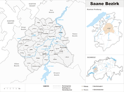 Kart som viser Distriktet Sarine.