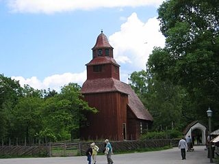 Seglora gamla kyrka, som idag finns på Skansen i Stockholm.