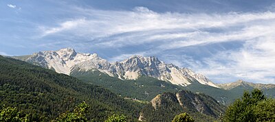 Punta Clotesse (2872 m), Grand'Hoche (2762 m) e Guglia d'Arbour (2803 m) viste da Savoulx