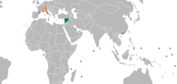 Map indicating locations of Switzerland and Syria