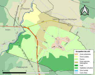 Carte en couleurs présentant l'occupation des sols.