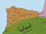 Mapa político da Península Ibérica tras a substitución da España visigoda, pola musulmá.