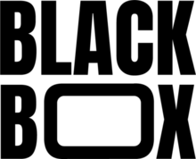 The letters BLACK and BOX in a bold compressed sans serif stacked on two lines. The O in BOX is wide and rectangular.