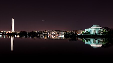 The Tidal Basin at night.