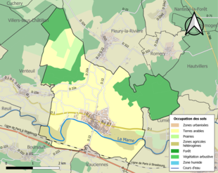 Carte en couleurs présentant l'occupation des sols.