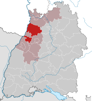 Li position de Subdistrict Karlsruhe in Baden-Württemberg