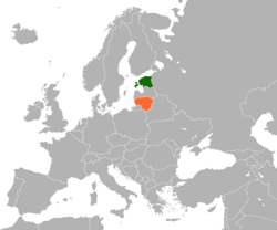 Map indicating locations of Estonia and Lithuania