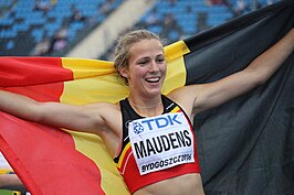 Hanne Maudens op het WK U20 in Bydgoszcz