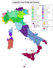 Linguistic map of Italy