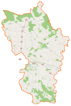 Mapa konturowa powiatu kaliskiego, u góry znajduje się punkt z opisem „Klotyldów”