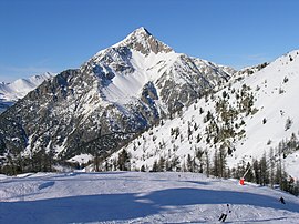 A view of Mont Chaberton in Montgenèvre