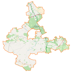 Mapa konturowa powiatu skierniewickiego, w centrum znajduje się punkt z opisem „Podstrobów”