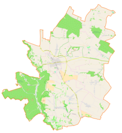 Mapa konturowa gminy Skała, po lewej znajduje się punkt z opisem „Grodzisko”