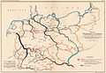 Bestehende und geplante Wasserstraßen in Deutschland und Österreich, 1903 – der Donau-Oder-Kanal ist türkis hervorgehoben