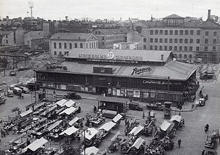 Byggstart 1953, gamla Hötorgshallen är ännu kvar, 1953