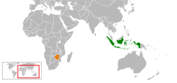 Map indicating locations of Indonesia and Zimbabwe