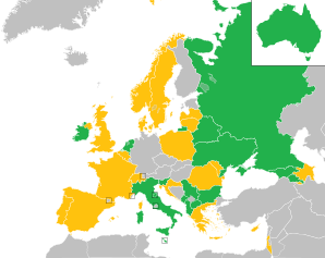 A coloured map of the countries of Europe