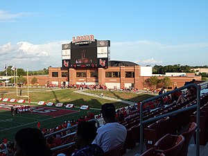 Dauphin Athletic Complex and scoreboard from west side seating 30 minutes before game time