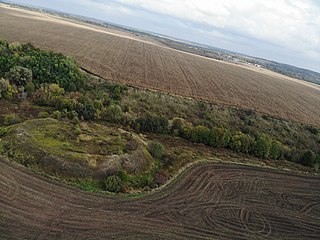 Аерофото укріплення в с.Гута, слов'янське городище Х–ХІ століть. Діаметр внутрішнього майданчика біля 45 метрів