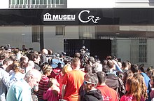 Cristiano Ronaldo's museum with people around it