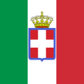 Bandiera del Regio Esercito (1860-1946). Aveva dimensioni di 1,214 m × 1,214 m per la fanteria, mentre per la cavalleria 0,600 m × 0,600 m.