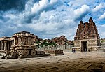 A stone chariot in Dravidian style in Hampi