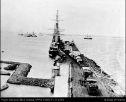 Breakwater Pier, Williamstown was one of three piers connected directly to the railway line, 1890.