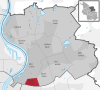 Lage des Stadtteils Buchforst im Stadtbezirk Köln-Mülheim