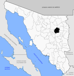 Location of the municipality in Sonora