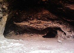 inside the cave. in the end of the cave we can see tunnel