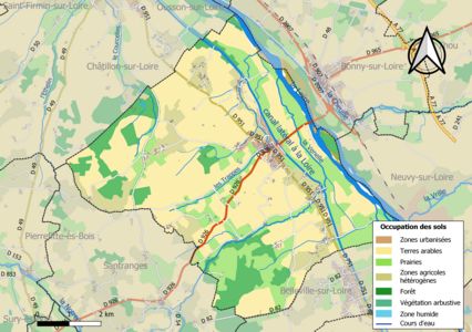 Carte des infrastructures et de l'occupation des sols en 2018 (CLC) de la commune en 2018.