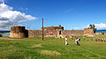 Visitors in front of the entrance to the fort