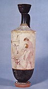 Hipnos y Tánatos, lekythos de fondo blanco (c. 440 a. C.), British Museum