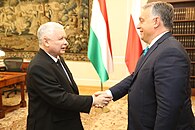 Jarosław Kaczyński volt lengyel miniszterelnök és Orbán Viktor magyar miniszterelnök 2017-ben