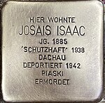 Stolperstein von Josaic Isaac, Flensburg, Bredeberg 1