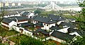 Vue aérienne sur une maison traditionnelle de type siheyuan. Zhuji, Zhejiang