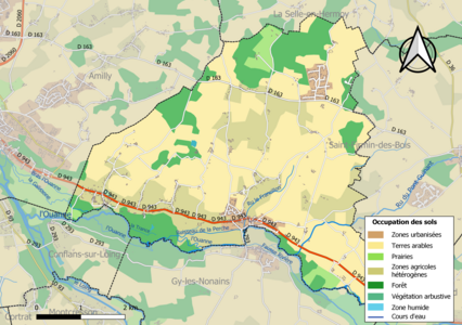 Carte des infrastructures et de l'occupation des sols de la commune en 2018 (CLC).