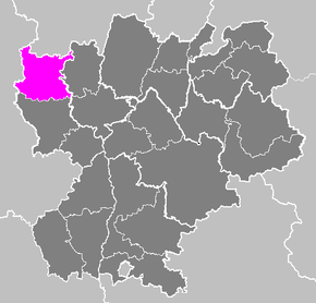 Arrondissement Roanne na mapě regionu Rhône-Alpes