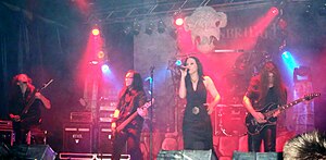 Edenbridge performing in 2008. L–R: Sebastian, Bindig, Edelsbacher, Lanvall