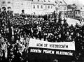 Manifestacio en la jilemnica placo, foto Jaroslav Feyfar (1907)