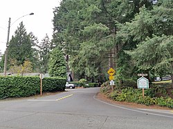 Entrance and welcome sign to Beaux Arts Village, pictured in 2019