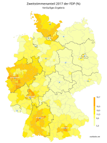 FDP ﻿ 5,3 – 9 % ﻿ > 9 – 11 % ﻿ > 11 – 13 % ﻿ > 13 – 15 % ﻿ > 15 – 19,7 %