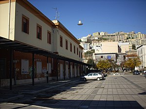 Exterior of the closed station building in 2010.