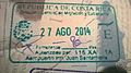 Costa Rica Old style entry stamp in 2014