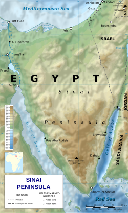 Relief map of the Sinai Peninsula