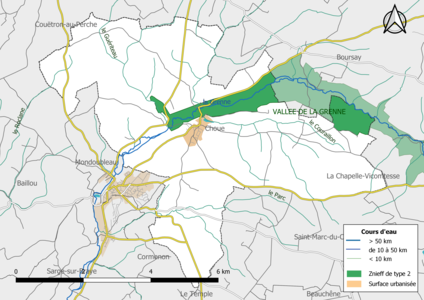 Carte des ZNIEFF de type 2 localisées sur la commune[Note 3].