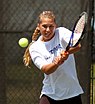 Anna Kournikova practicing her backhand