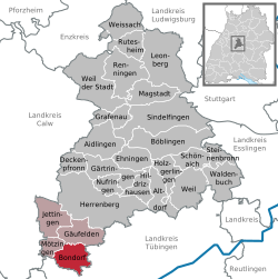 Elhelyezkedése Baden-Württemberg térképén