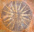 Mosaic depicting the Vergina Sun at the archaeological site of Gitanae