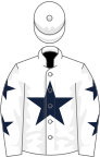 White, dark blue star, white sleeves, dark blue stars